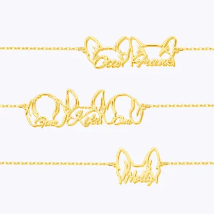 Pesonalized 1-3 Dog Ears Name Bracelet for Dog Pet Lover-BY PROMISE-Pet,Name