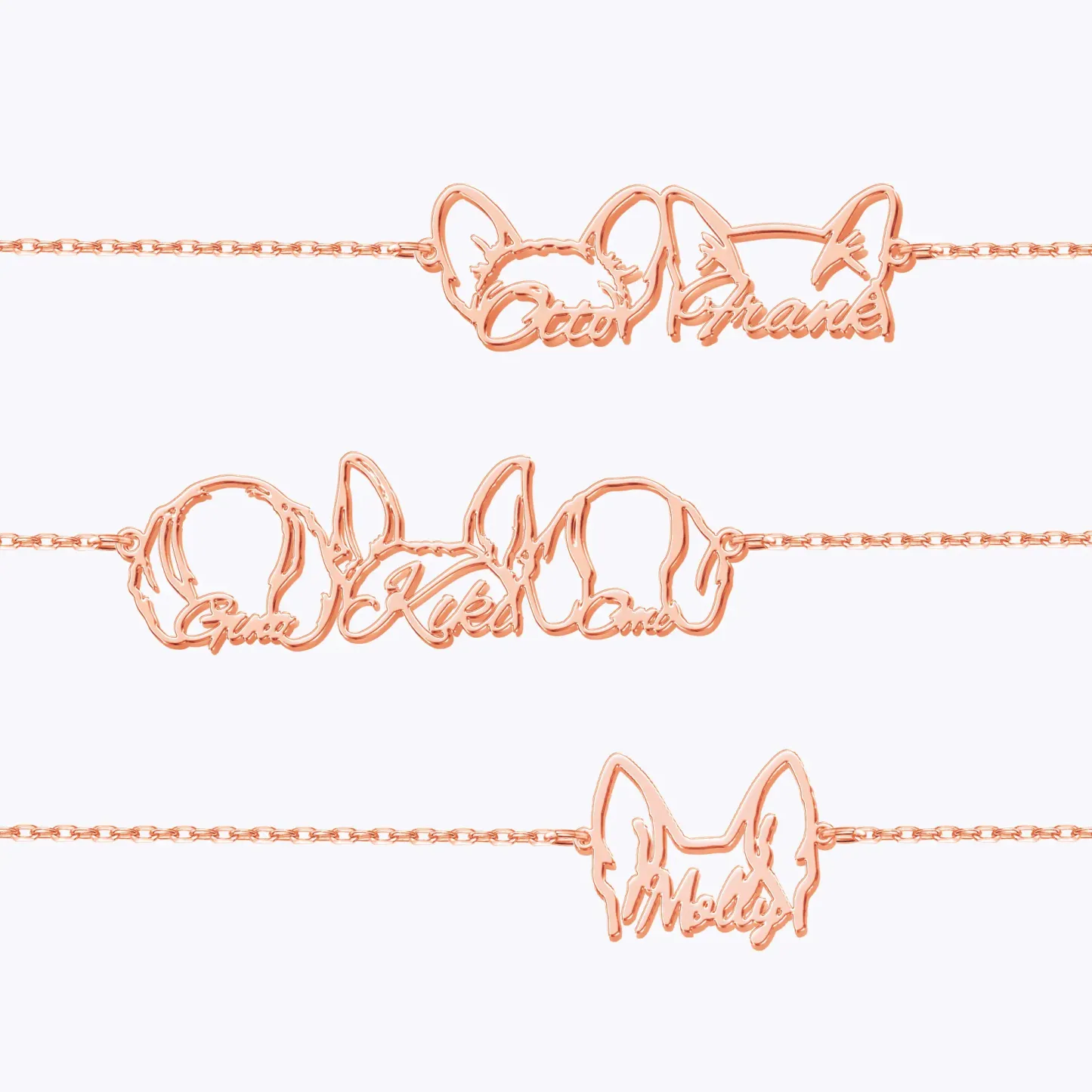 Pesonalized 1-3 Dog Ears Name Bracelet for Dog Pet Lover-BY PROMISE-Pet,Name