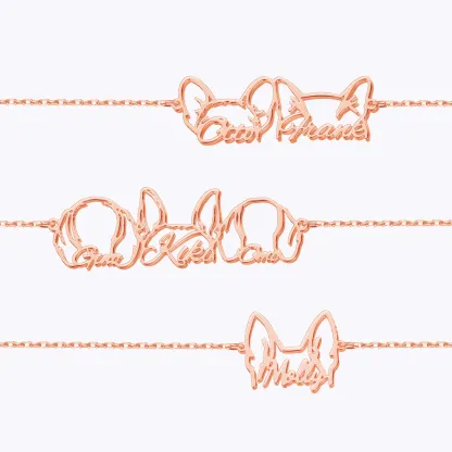 Pesonalized 1-3 Dog Ears Name Bracelet for Dog Pet Lover-BY PROMISE-Pet,Name