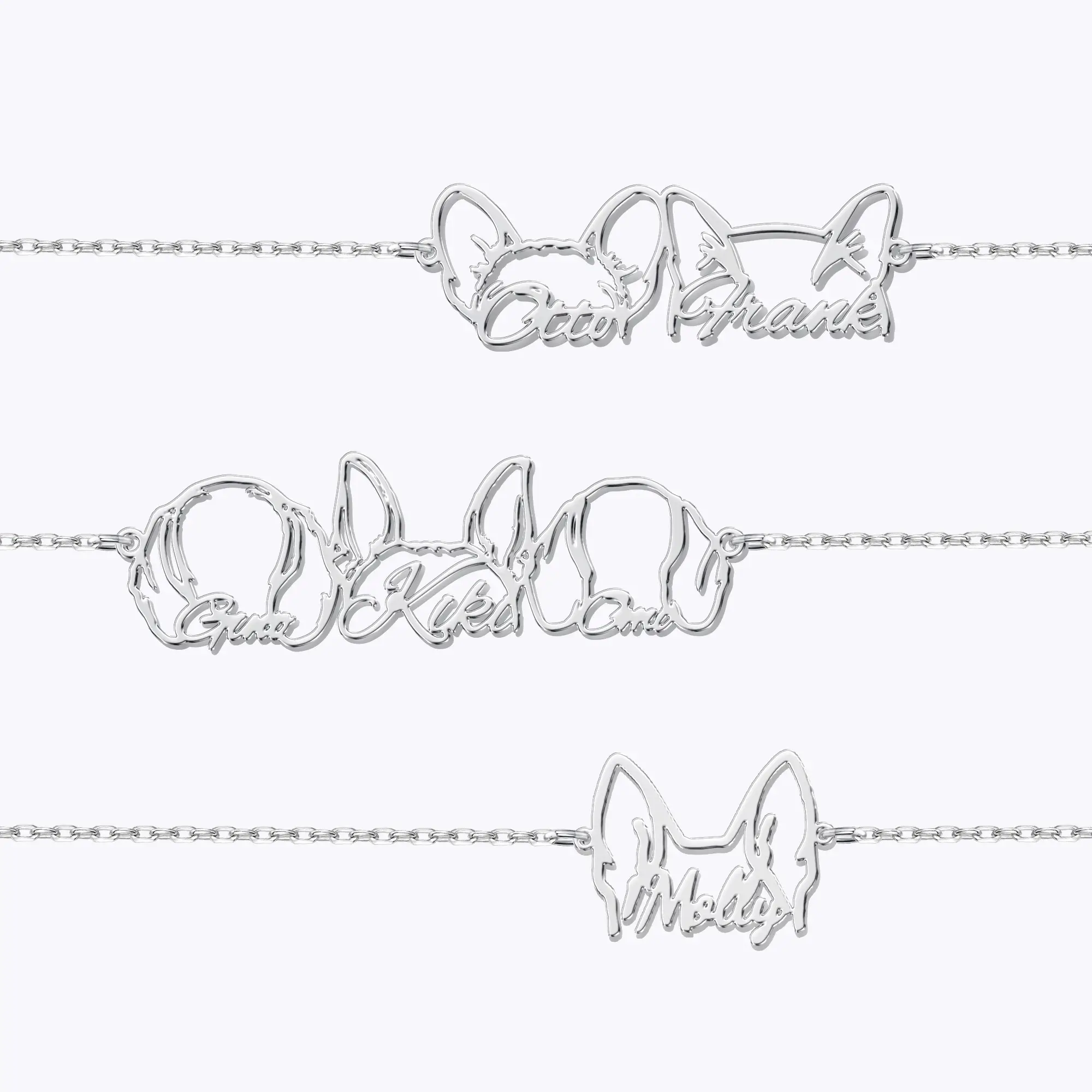 Pesonalized 1-3 Dog Ears Name Bracelet for Dog Pet Lover-BY PROMISE-Pet,Name