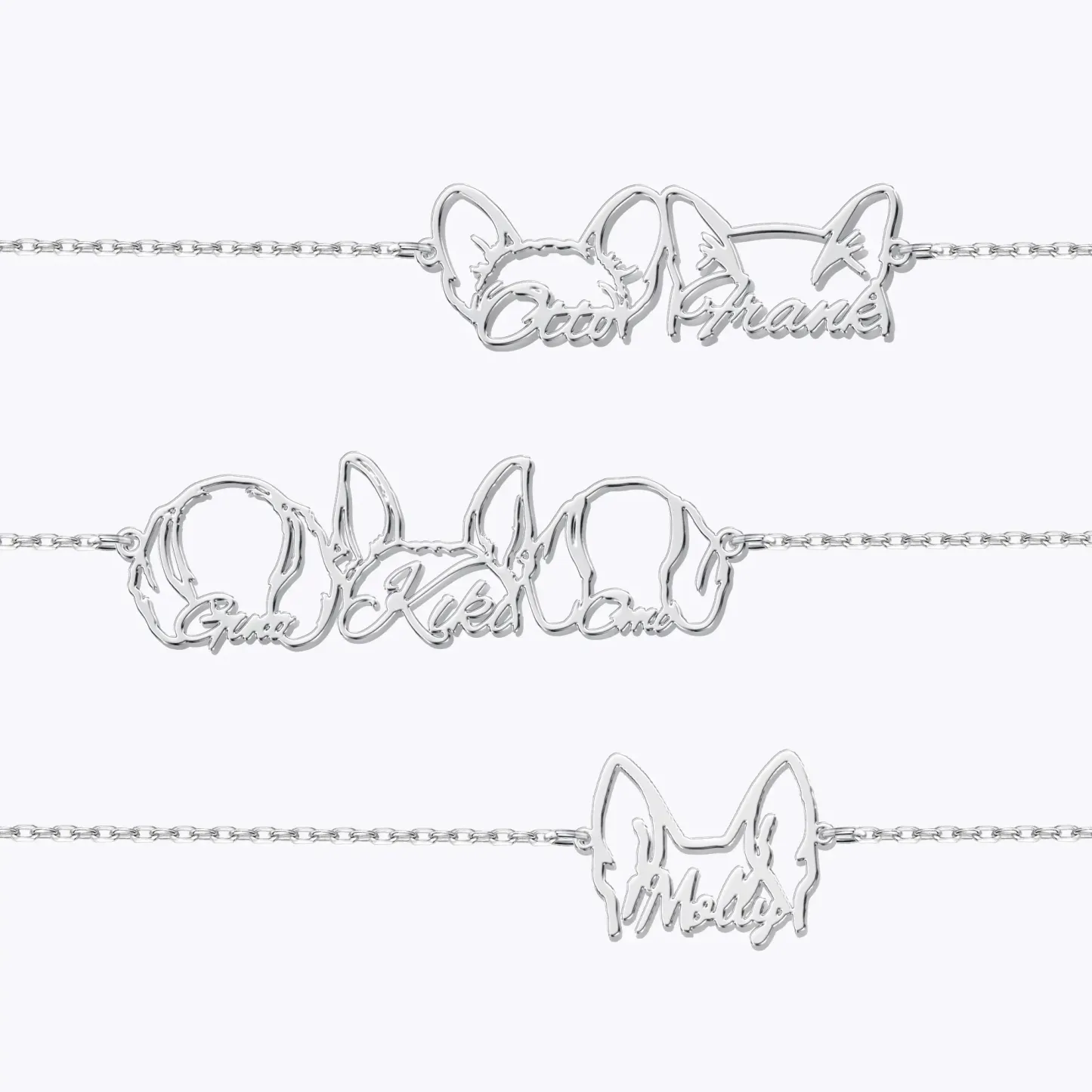 Pesonalized 1-3 Dog Ears Name Bracelet for Dog Pet Lover-BY PROMISE-Pet,Name