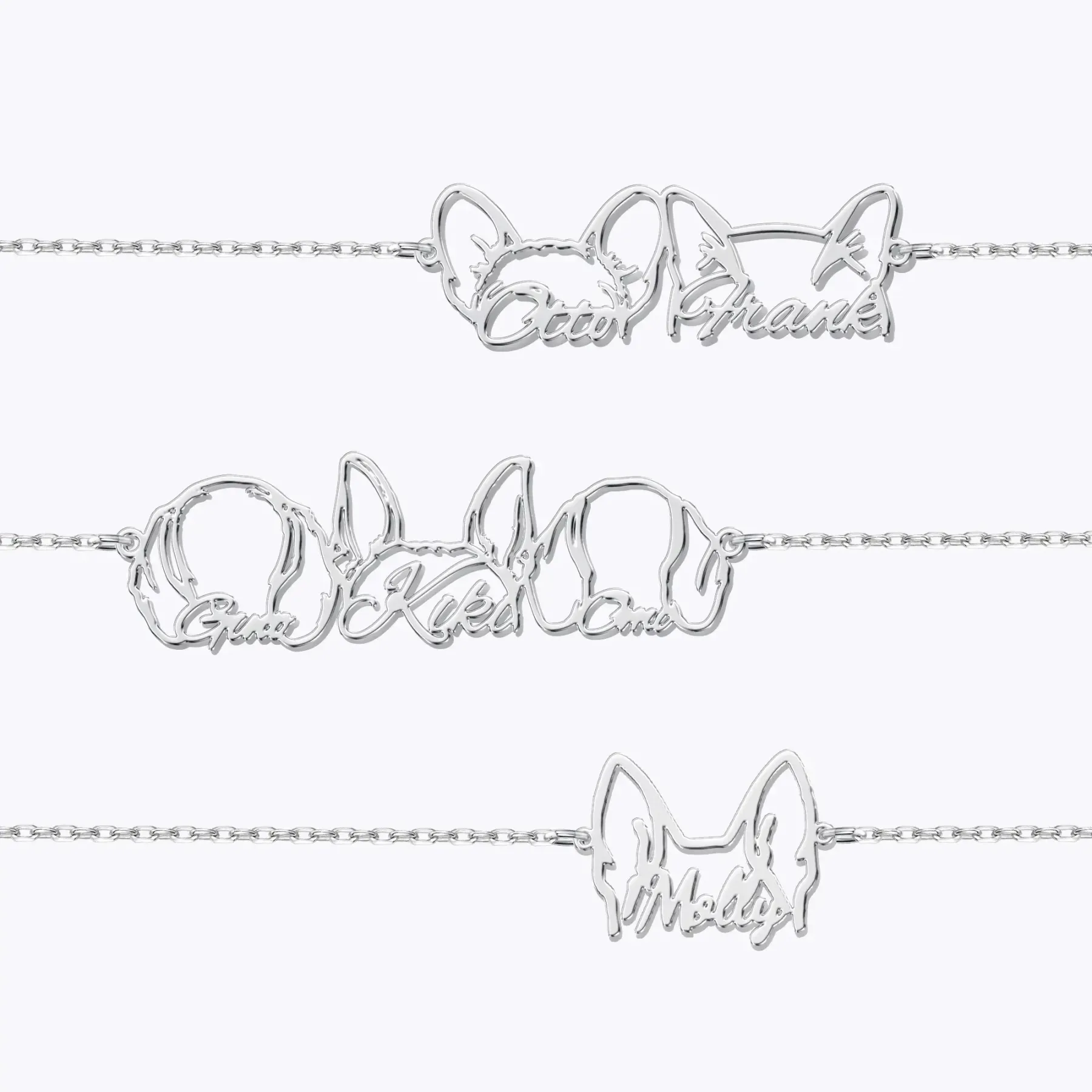 Pesonalized 1-3 Dog Ears Name Bracelet for Dog Pet Lover-BY PROMISE-Pet,Name