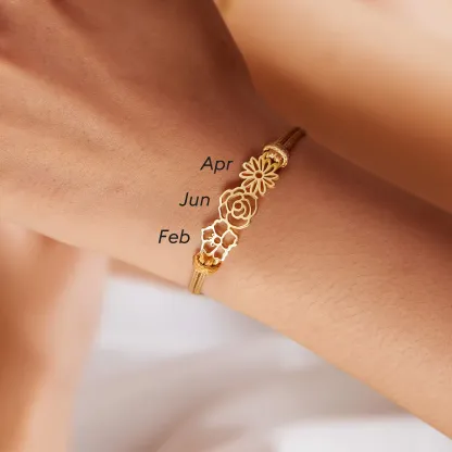 Adjustable 1-8 Birth Flower Bracelet