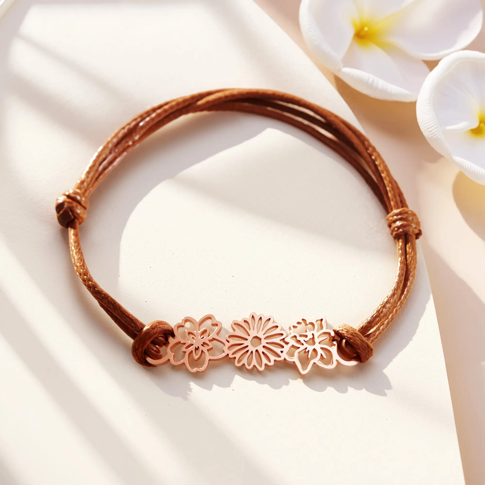 Adjustable 1-8 Birth Flower Bracelet