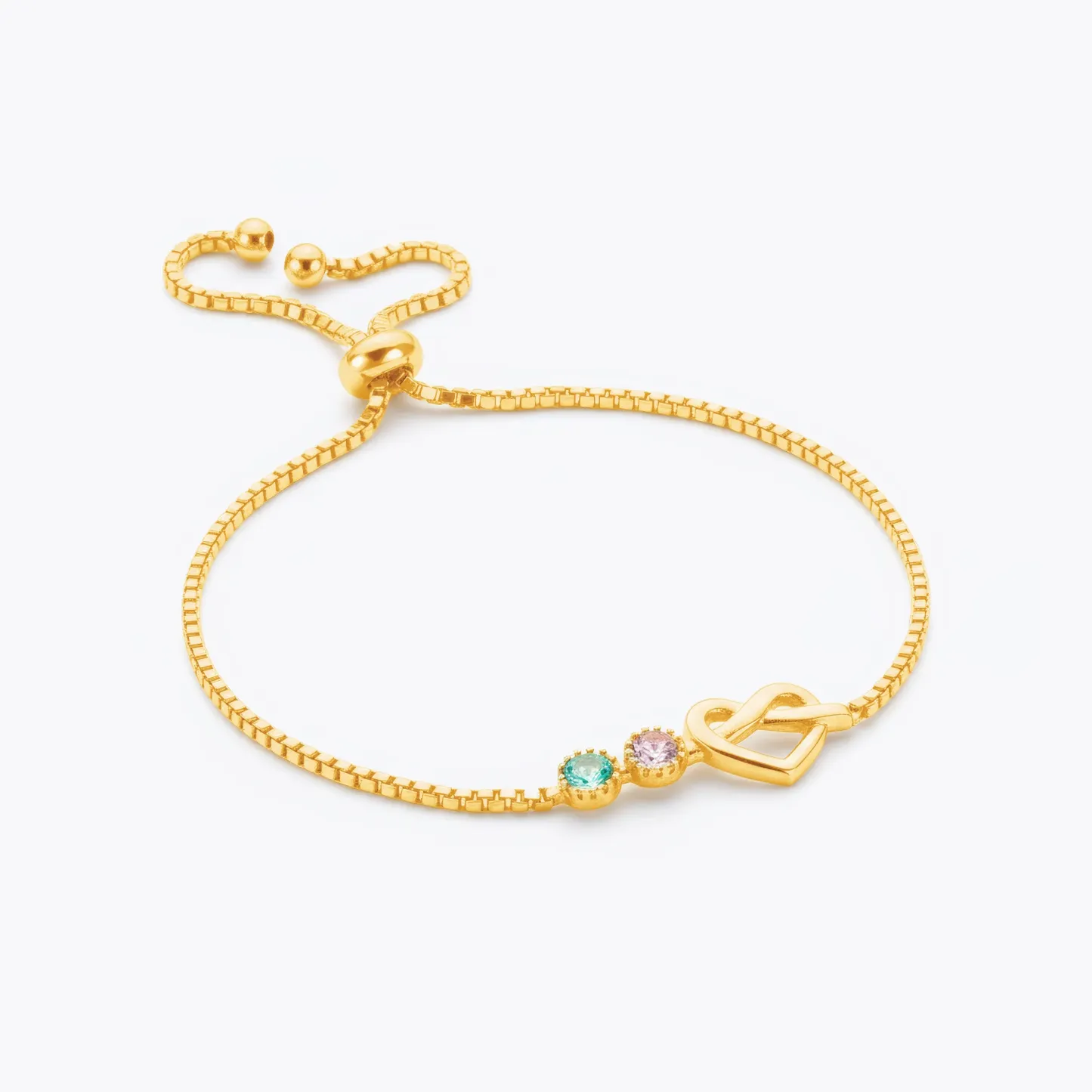 Custom Adjustable Infinity Heart Birthstone Bracelet