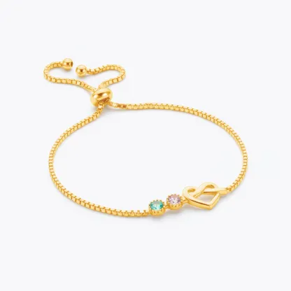 Custom Adjustable Infinity Heart Birthstone Bracelet