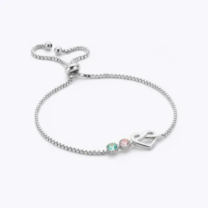 Custom Adjustable Infinity Heart Birthstone Bracelet