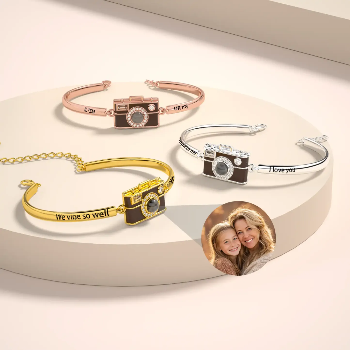 Vintage Camera Projection Bracelet with Hidden Photo-BY PROMISE-Projection,Photo