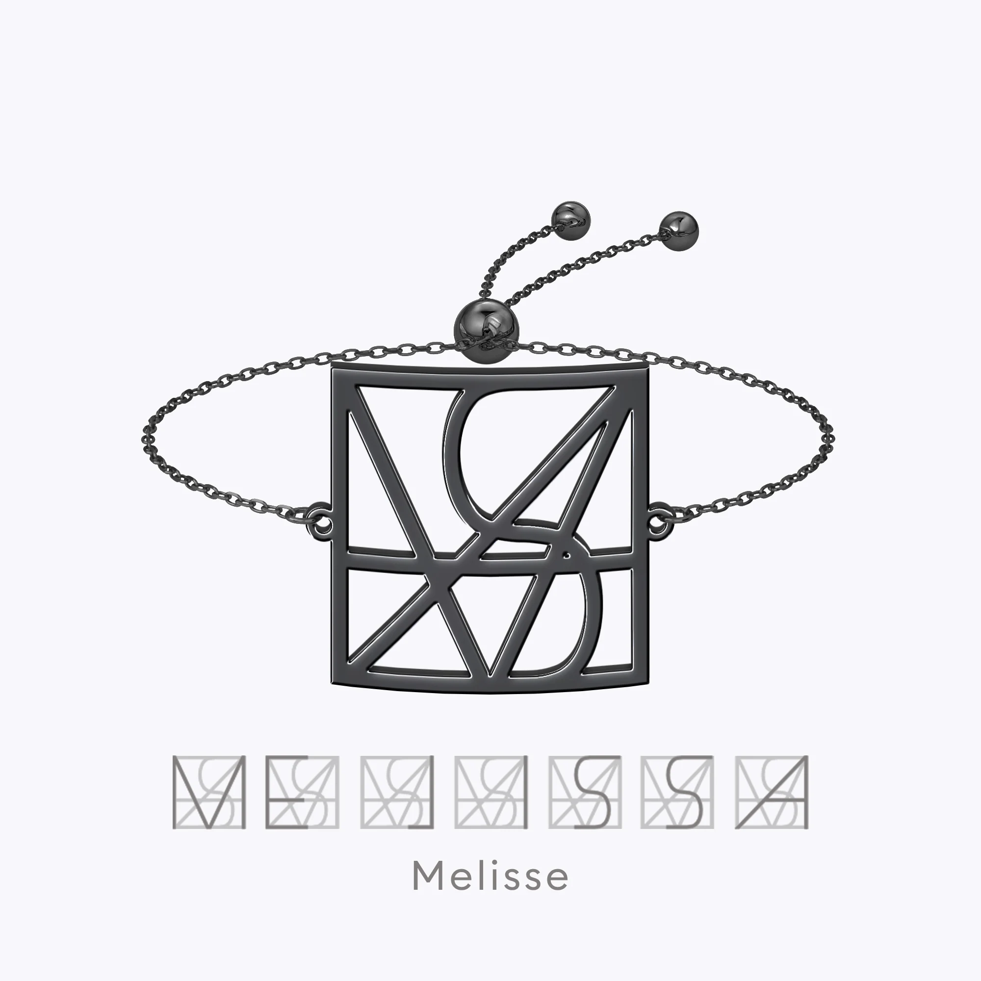 Geo Code Custom Name Logo Monogram Ring and Bracelet Set