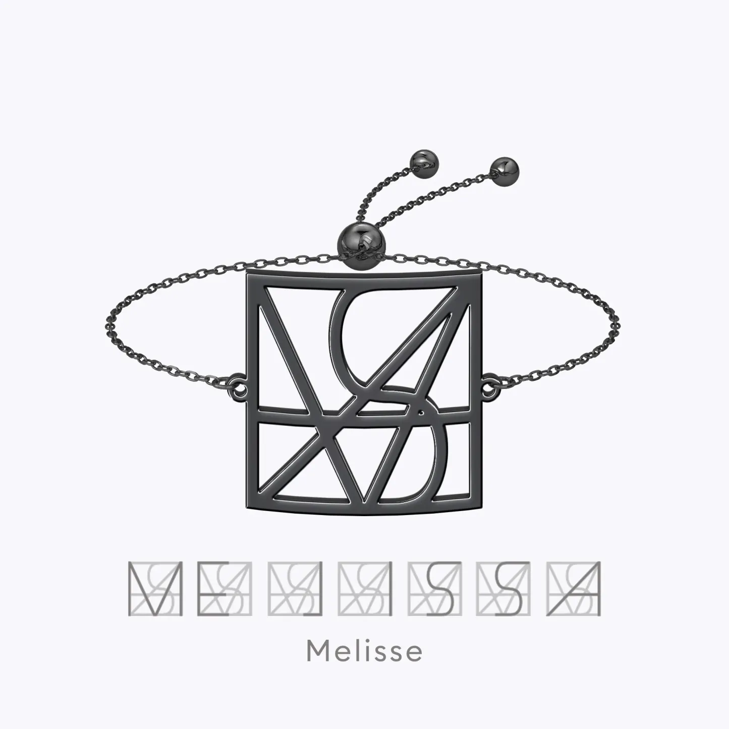 Geo Code Custom Name Logo Monogram Ring and Bracelet Set