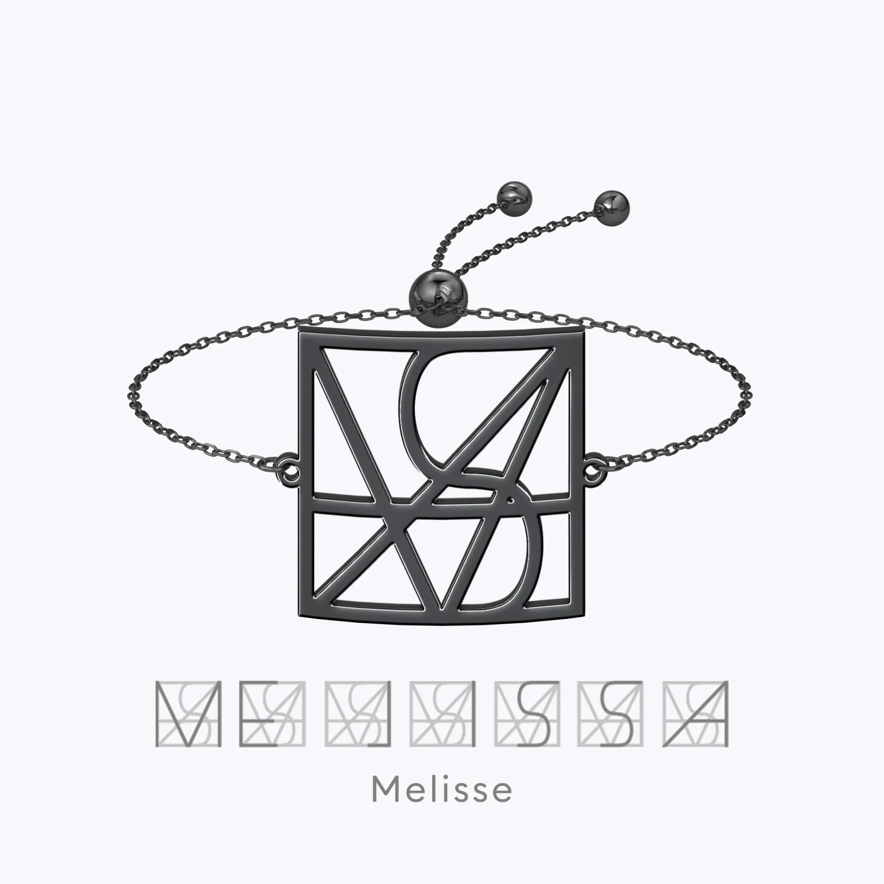 Geo Code Custom Name Logo Monogram Ring and Bracelet Set