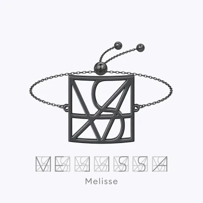 Geo Code Custom Name Logo Monogram Ring and Bracelet Set