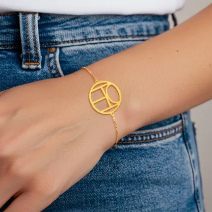 Geo Code Custom Name Logo Monogram Ring and Bracelet Set