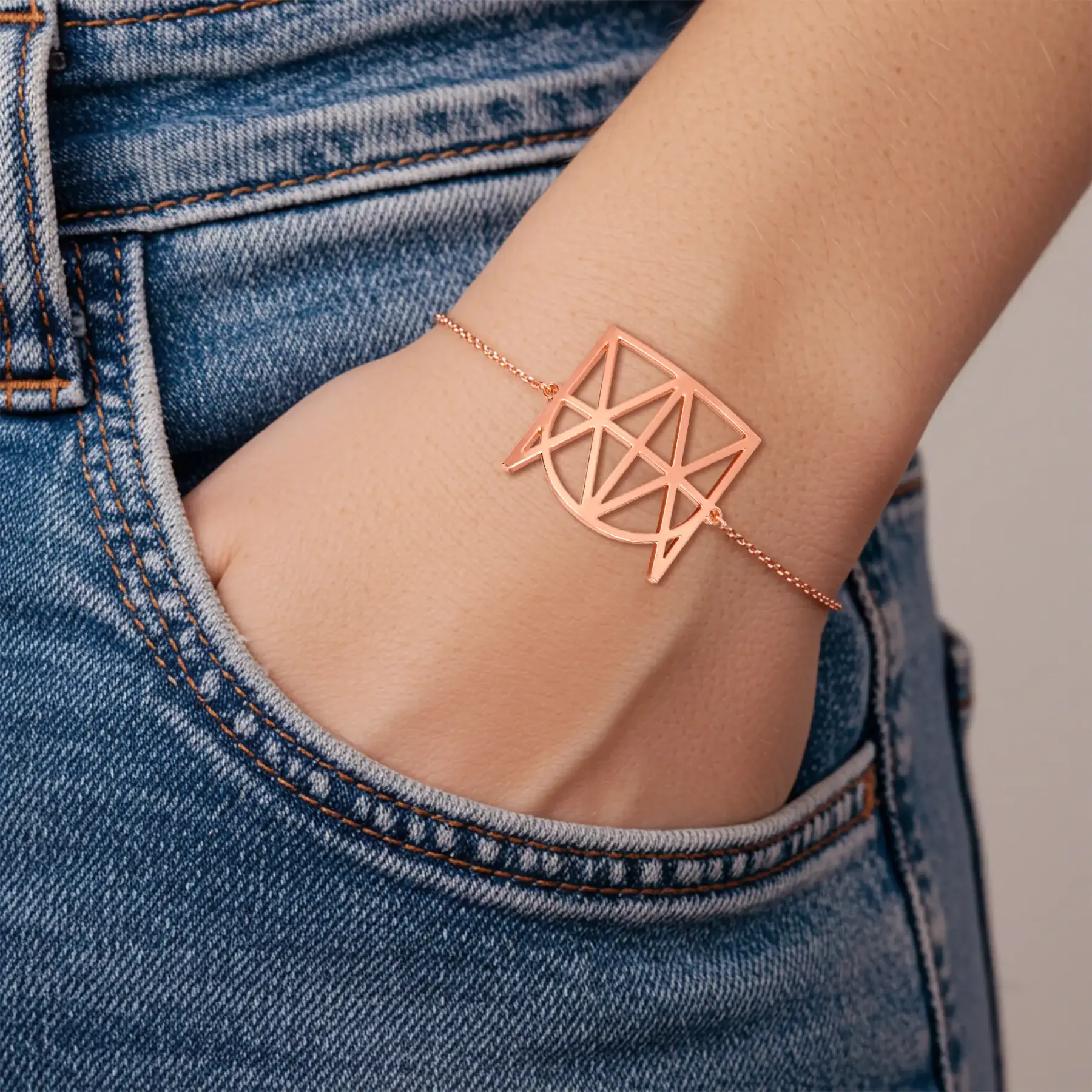 Geo Code Custom Name Logo Monogram Ring and Bracelet Set