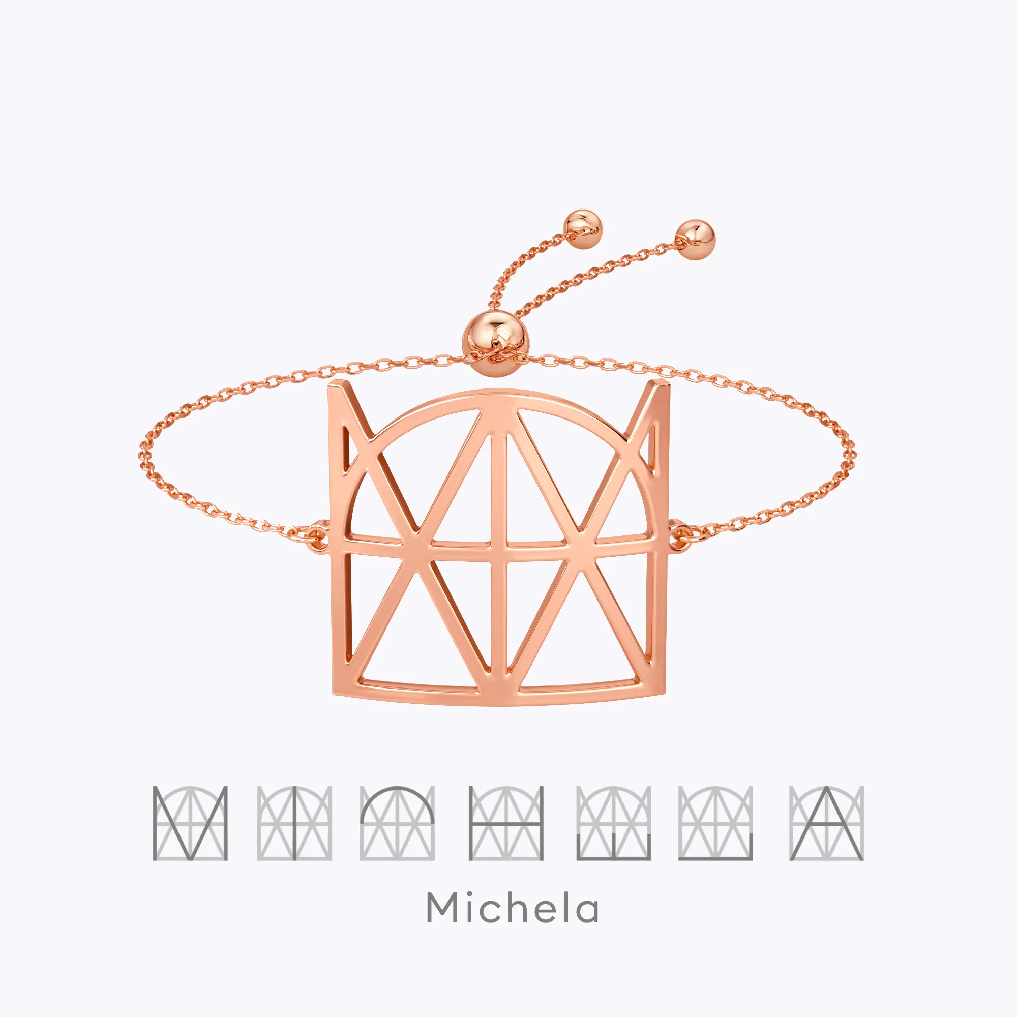 Geo Code Custom Name Logo Monogram Ring and Bracelet Set