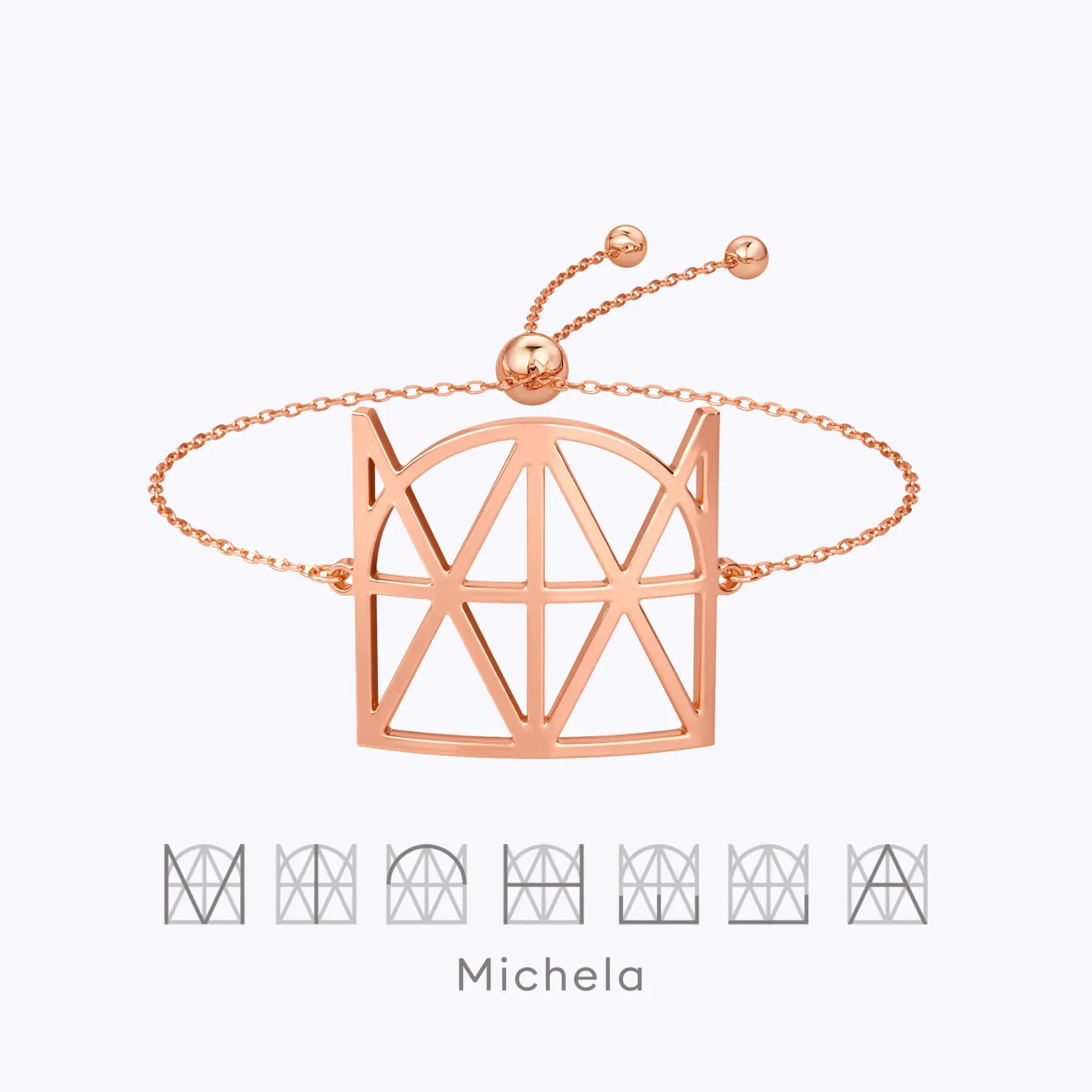 Geo Code Custom Name Logo Monogram Ring and Bracelet Set