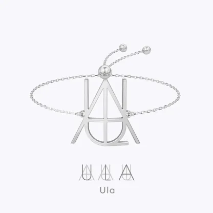 Geo Code Custom Name Logo Monogram Ring and Bracelet Set