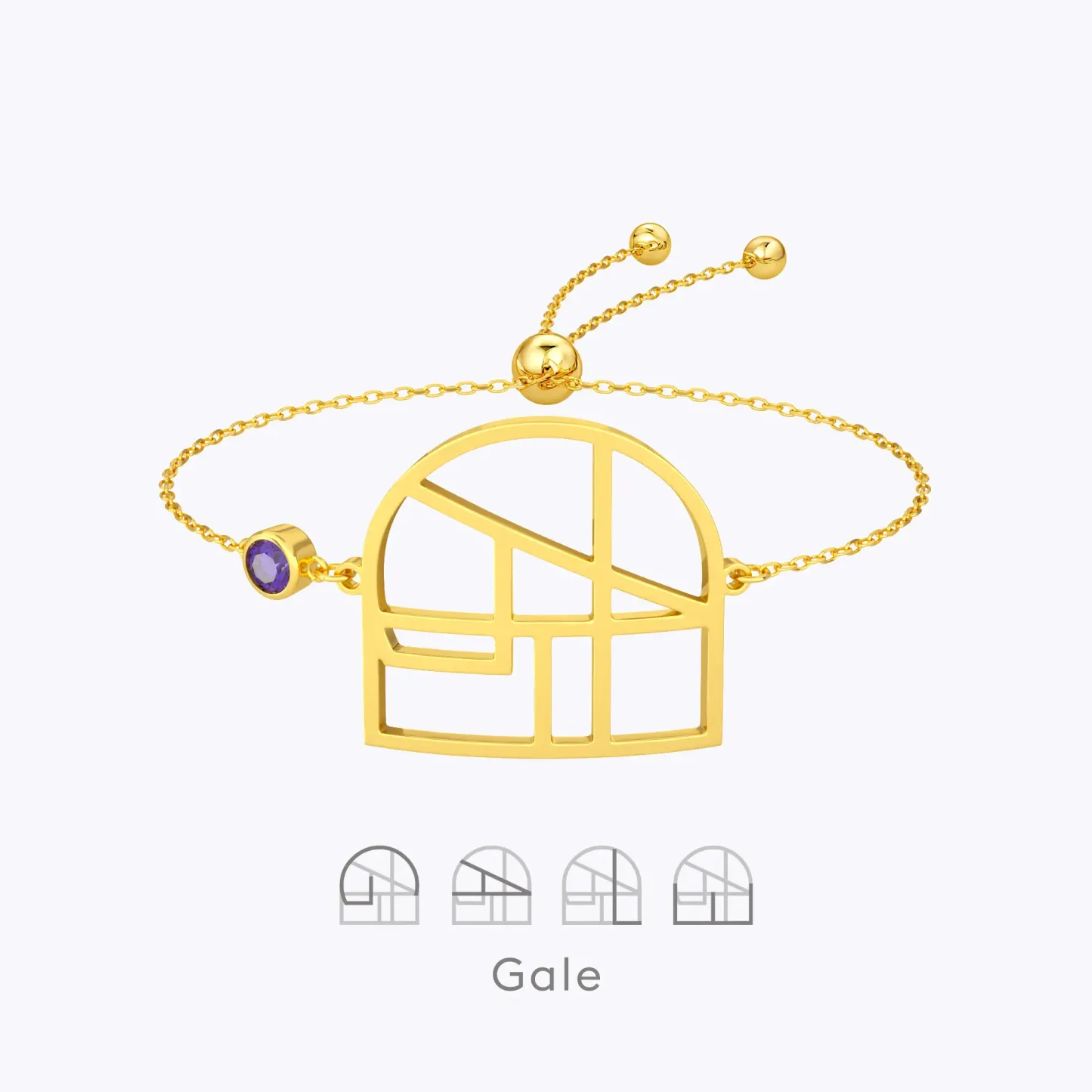 Geo Code Custom Name Logo Monogram Bracelet with Round Birthstone