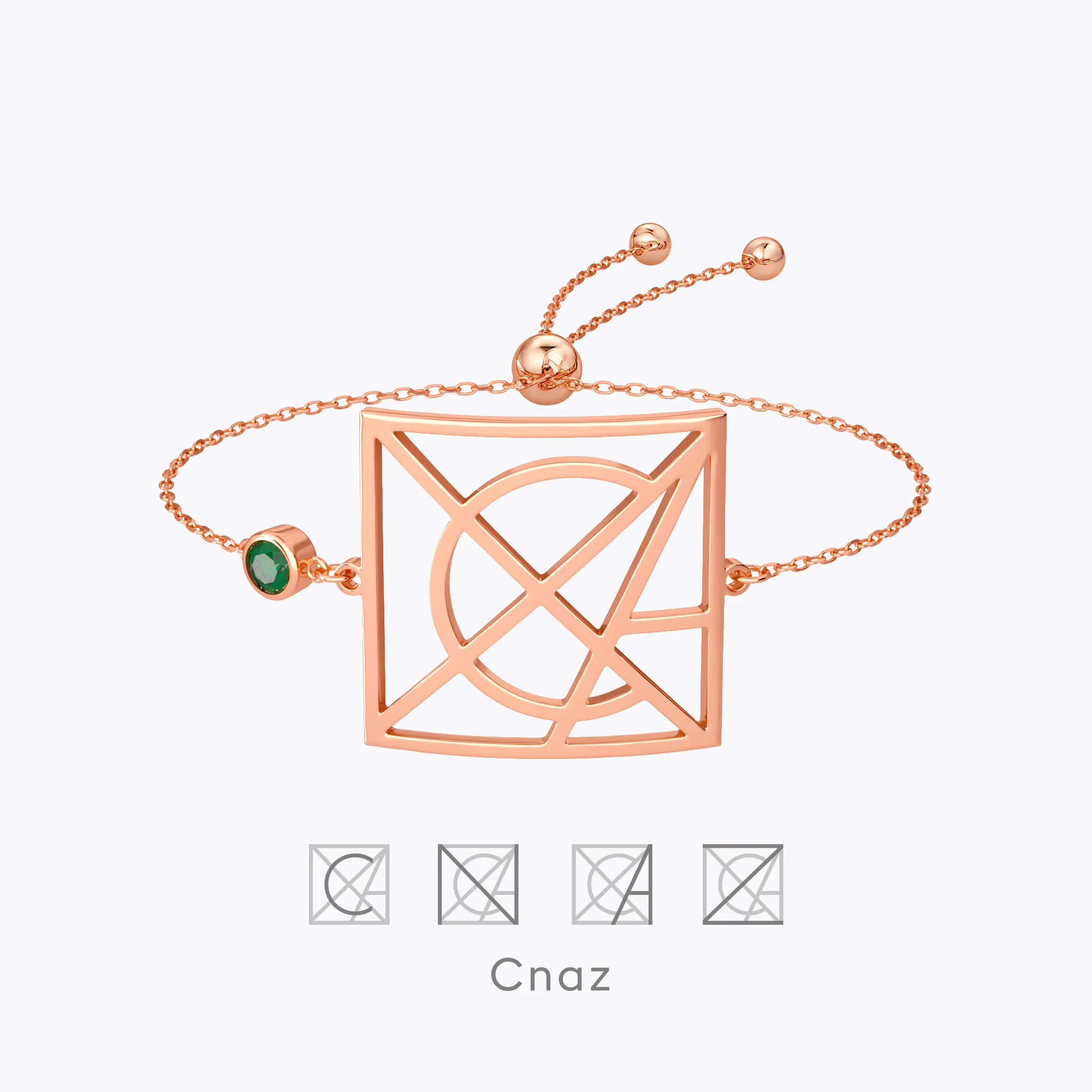 Geo Code Custom Name Logo Monogram Bracelet with Round Birthstone