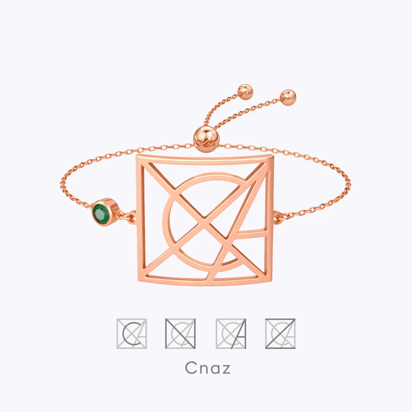 Geo Code Custom Name Logo Monogram Bracelet with Round Birthstone