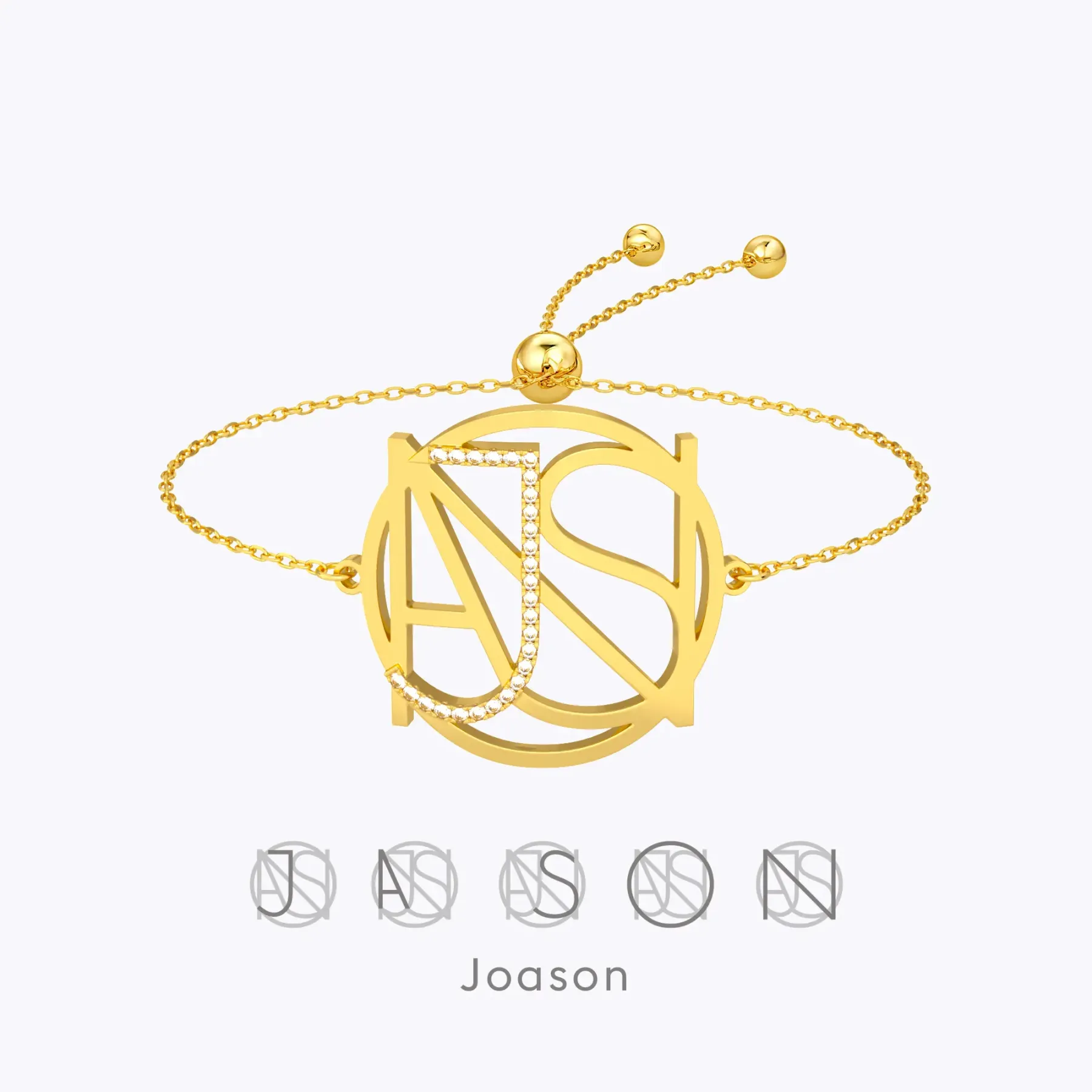 Geo Code Custom Pavé Initial Name Logo Monogram Bracelet