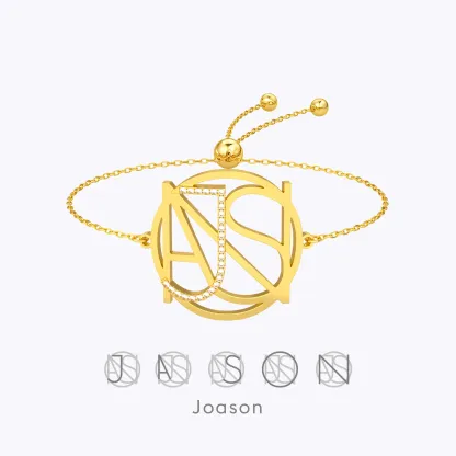 Geo Code Custom Pavé Initial Name Logo Monogram Bracelet