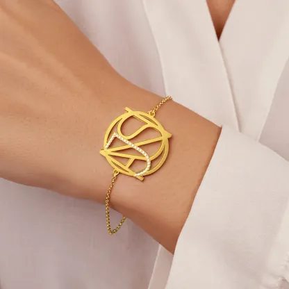 Geo Code Custom Pavé Initial Name Logo Monogram Bracelet