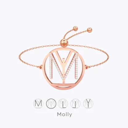 Geo Code Custom Pavé Initial Name Logo Monogram Bracelet