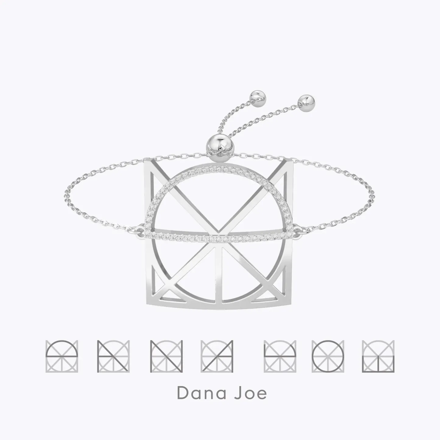 Geo Code Custom Pavé Initial Name Logo Monogram Bracelet