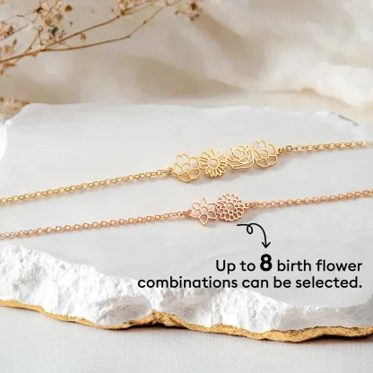 Custom 1-8 Birth Flower Outline Bracelet