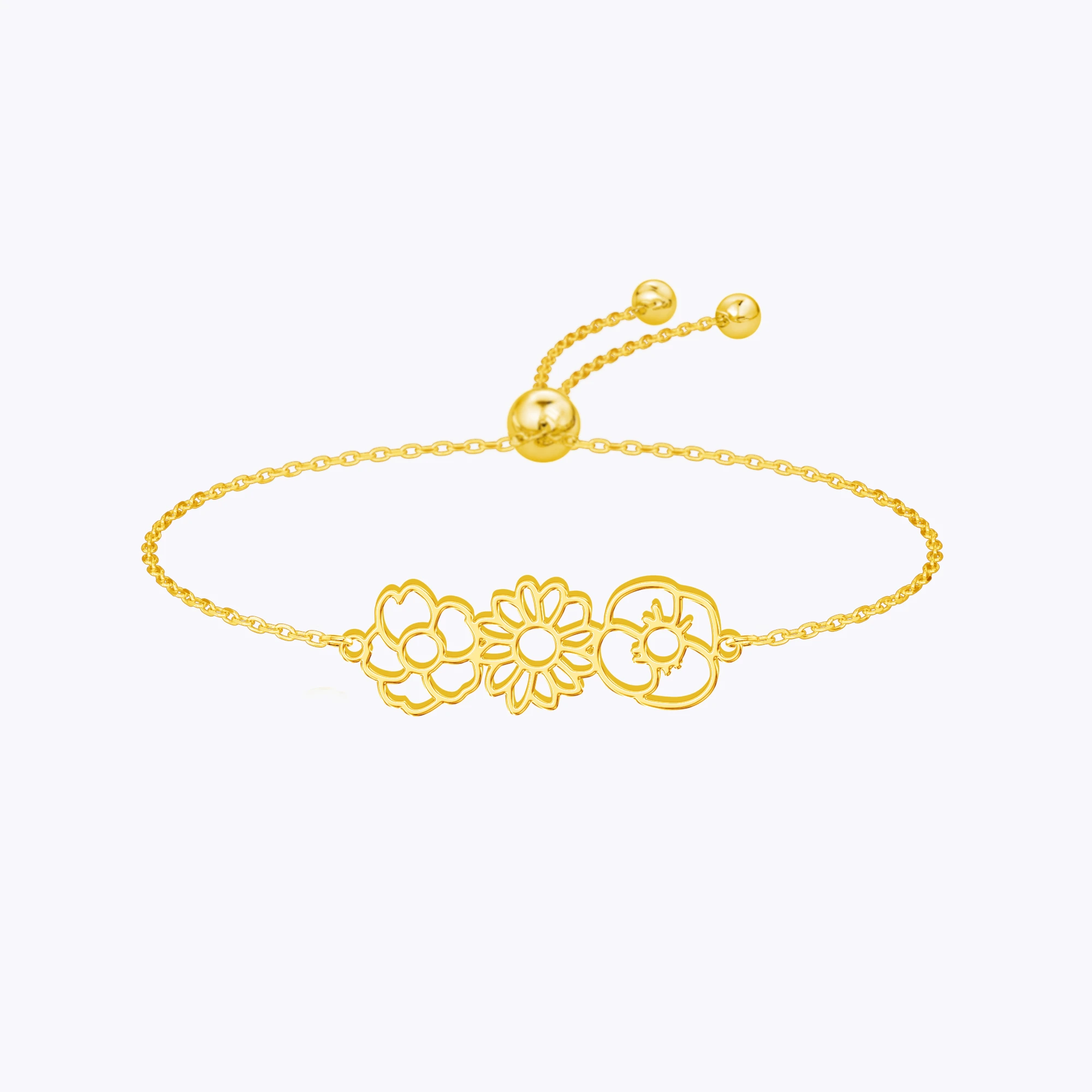 Custom 1-8 Birth Flower Outline Bracelet