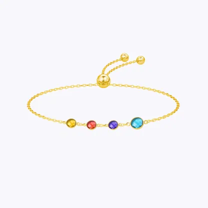 Custom 2-8 Round Birthstone Adjustable Bracelet