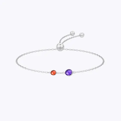 Custom 2-8 Round Birthstone Adjustable Bracelet