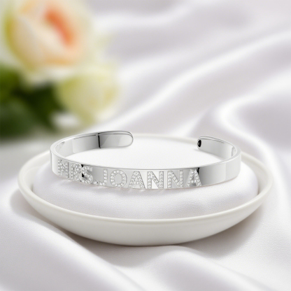 Custom Pavé Teacher Name Open Bangle
