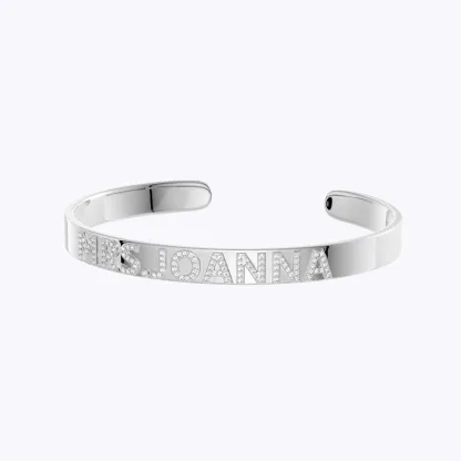 Custom Pavé Teacher Name Open Bangle