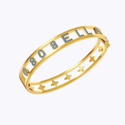 Custom Pavé Birthstone Hollow Name Bracelet