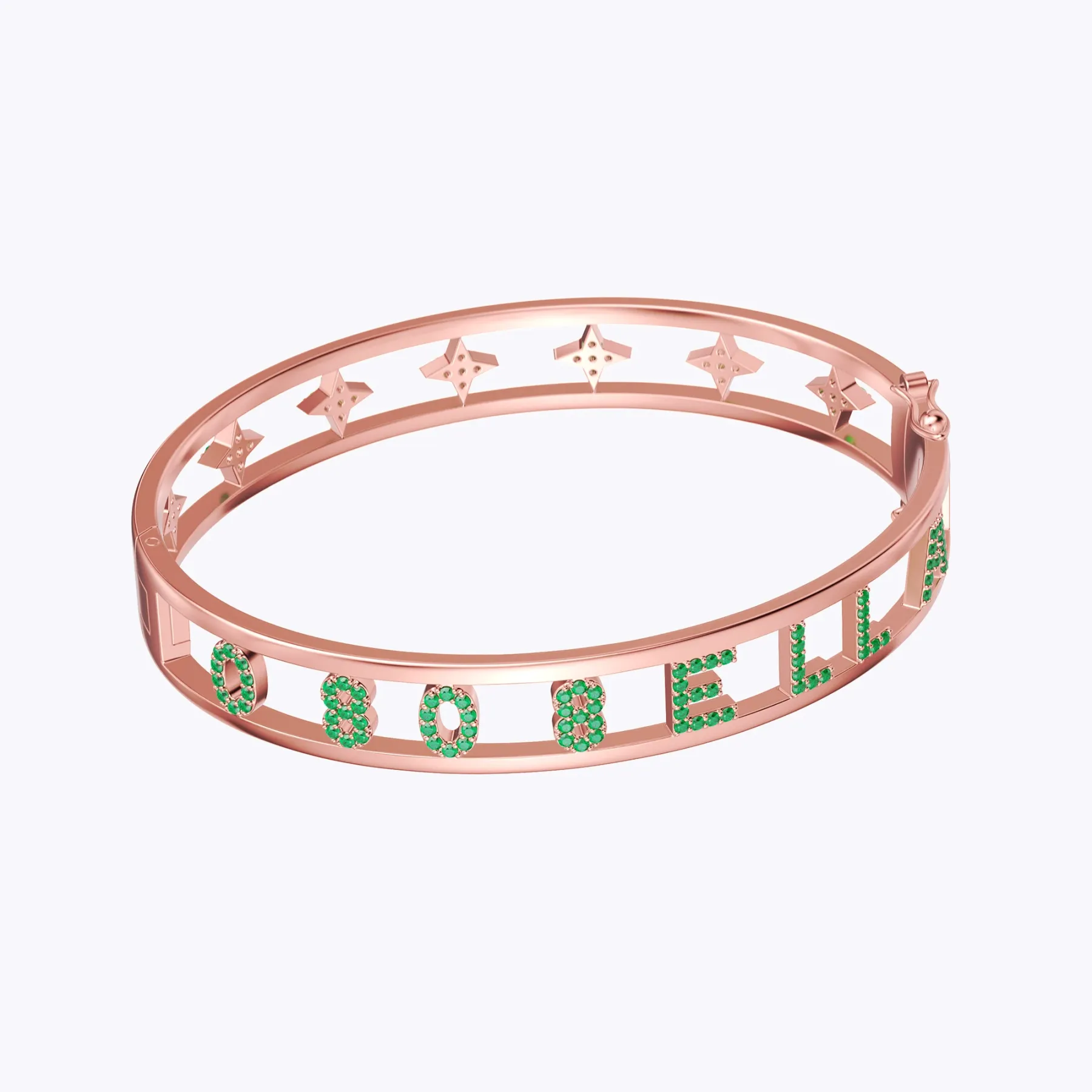 Custom Pavé Birthstone Hollow Name Bracelet