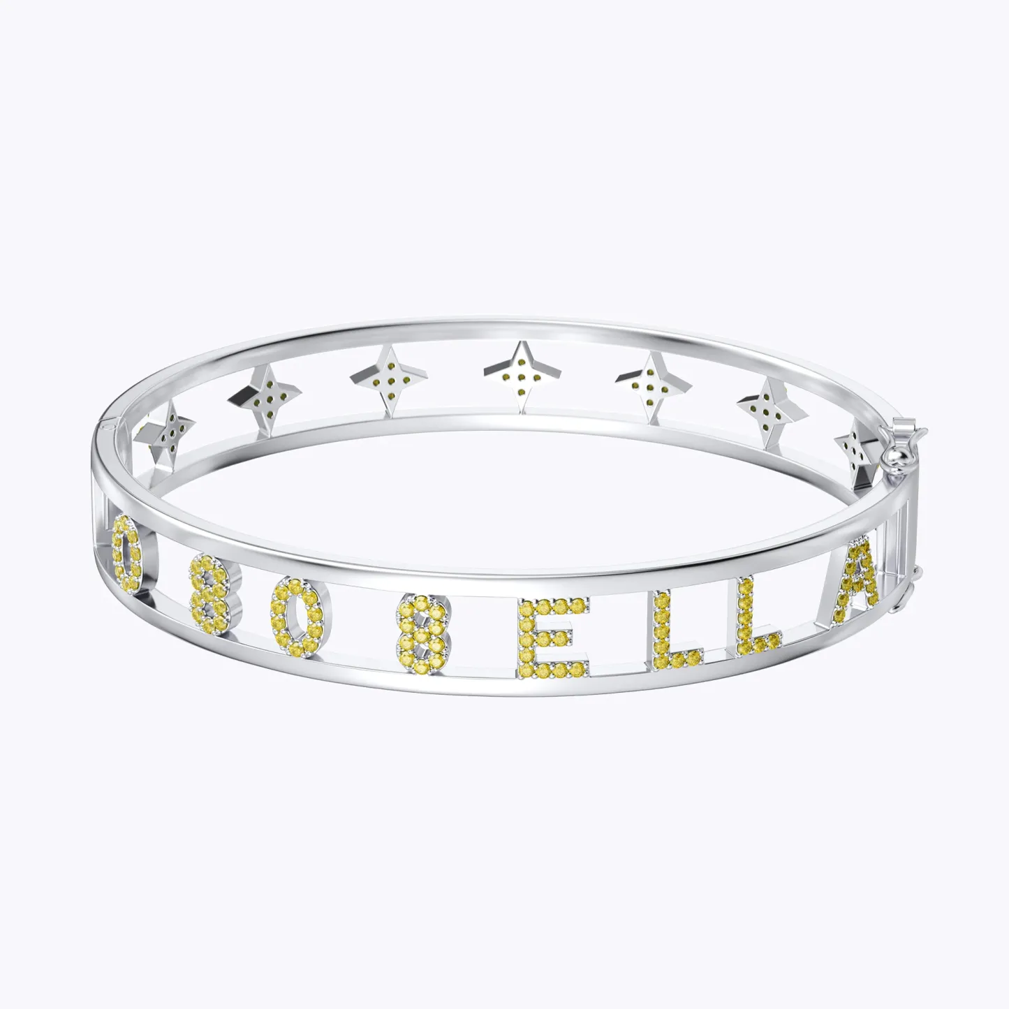 Custom Pavé Birthstone Hollow Name Bracelet