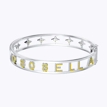 Custom Pavé Birthstone Hollow Name Bracelet