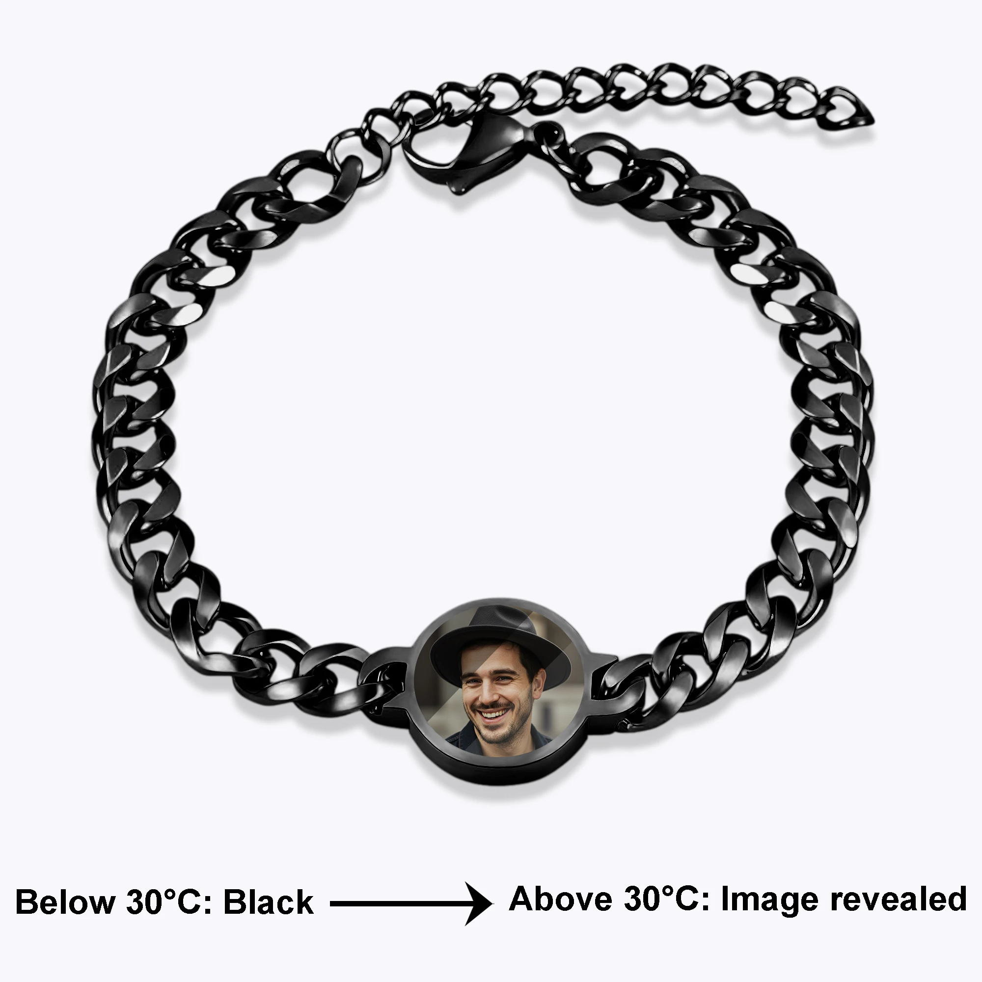 Custom Round Shape Hidden Photo Heat Activated Bracelet