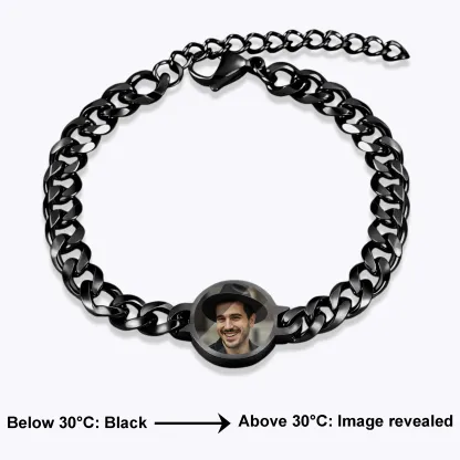 Custom Round Shape Hidden Photo Heat Activated Bracelet