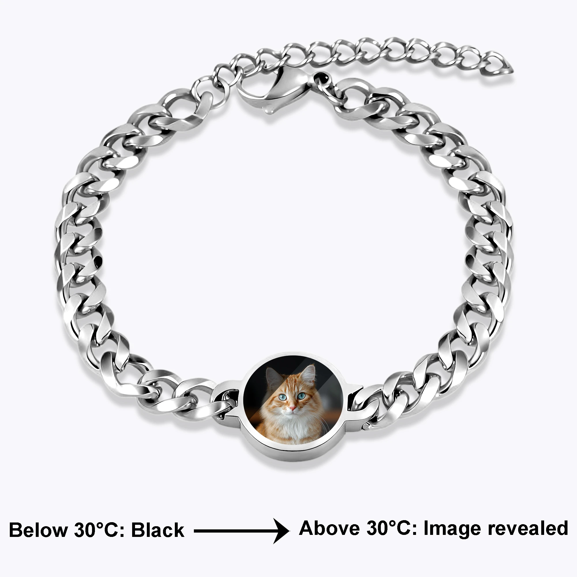 Custom Round Shape Hidden Photo Heat Activated Bracelet
