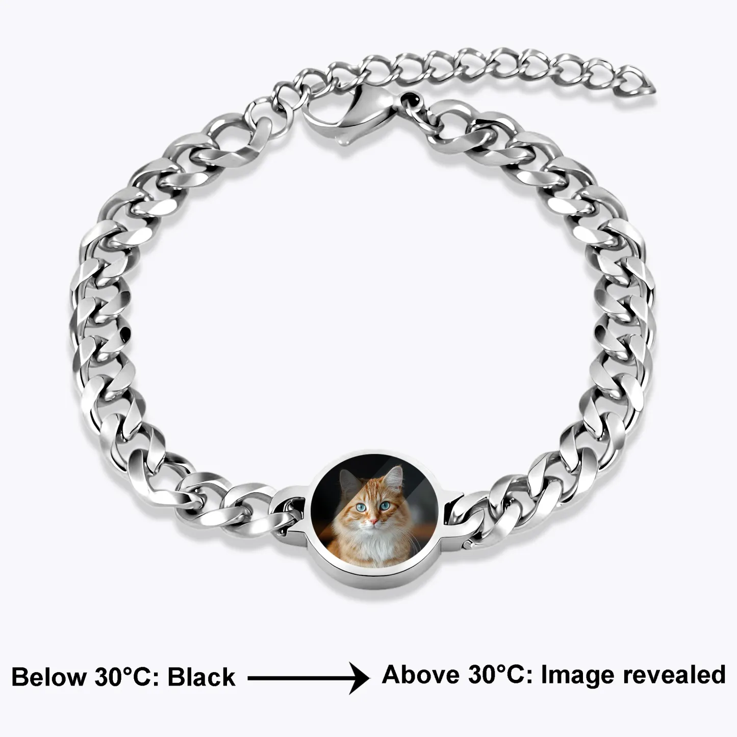 Custom Round Shape Hidden Photo Heat Activated Bracelet