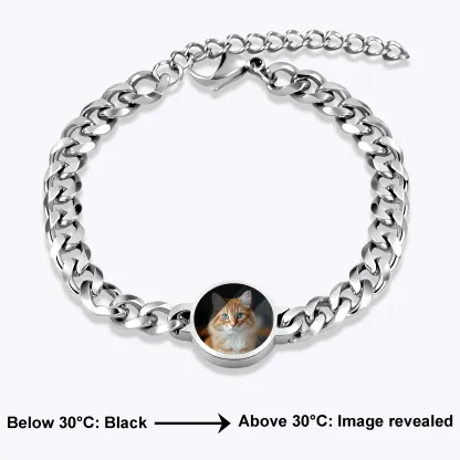 Custom Round Shape Hidden Photo Heat Activated Bracelet