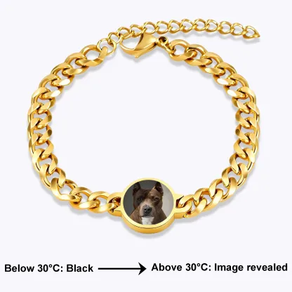 Custom Round Shape Hidden Photo Heat Activated Bracelet