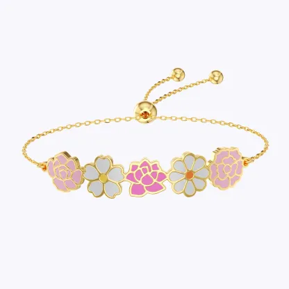 Custom 1-8 Connected Colorful Birth Flower Bracelet