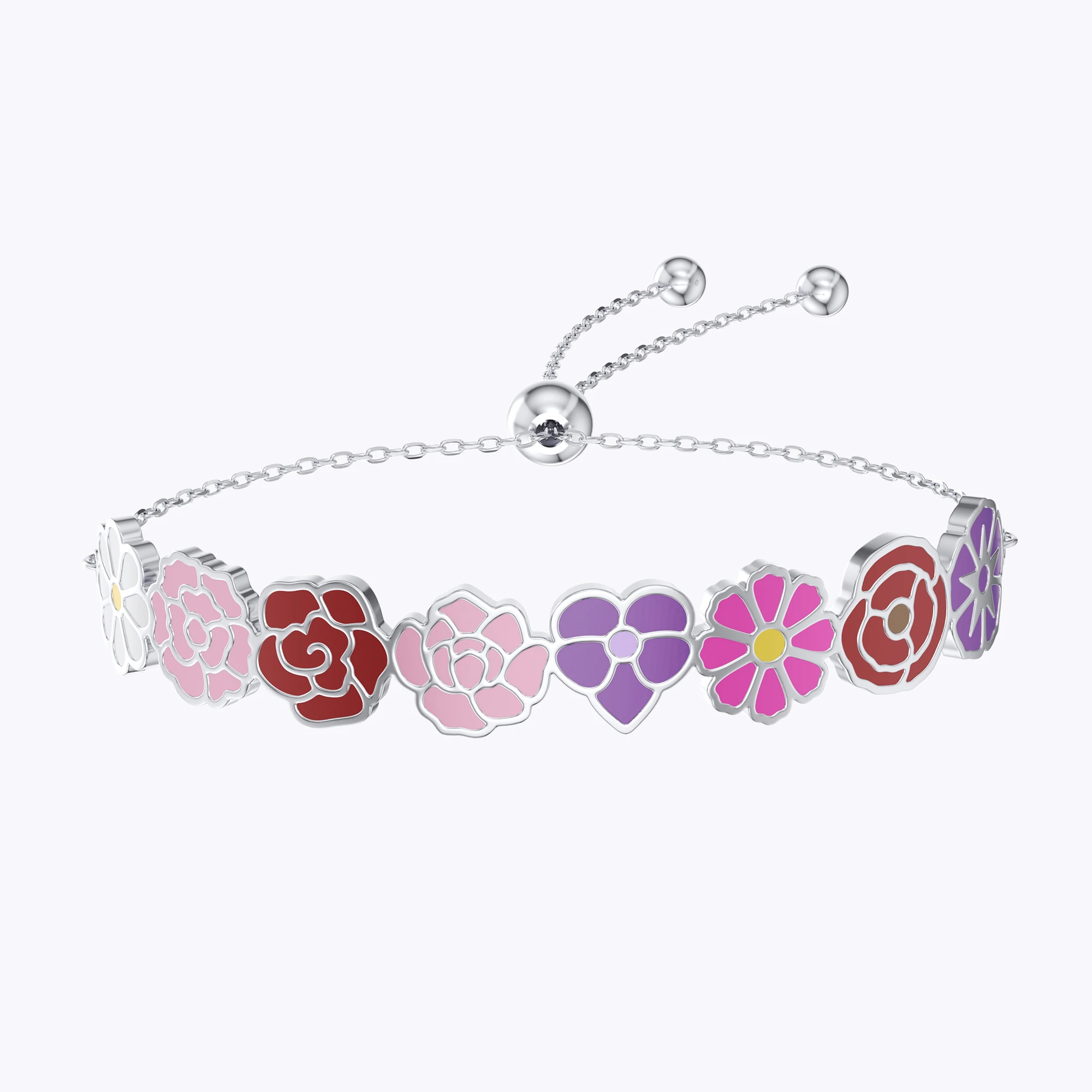 Custom 1-8 Connected Colorful Birth Flower Bracelet