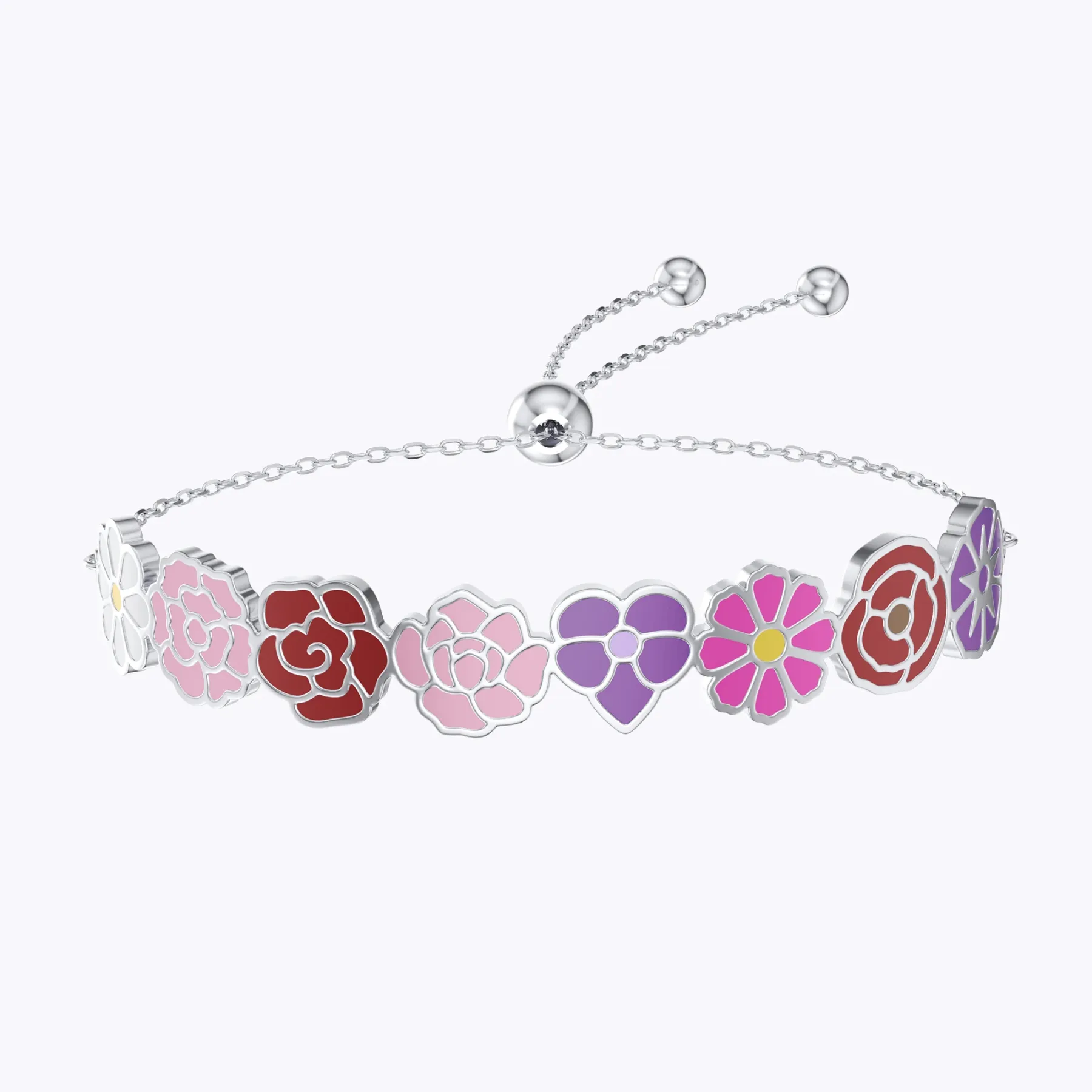 Custom 1-8 Connected Colorful Birth Flower Bracelet