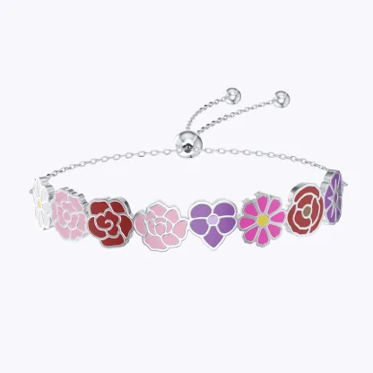 Custom 1-8 Connected Colorful Birth Flower Bracelet