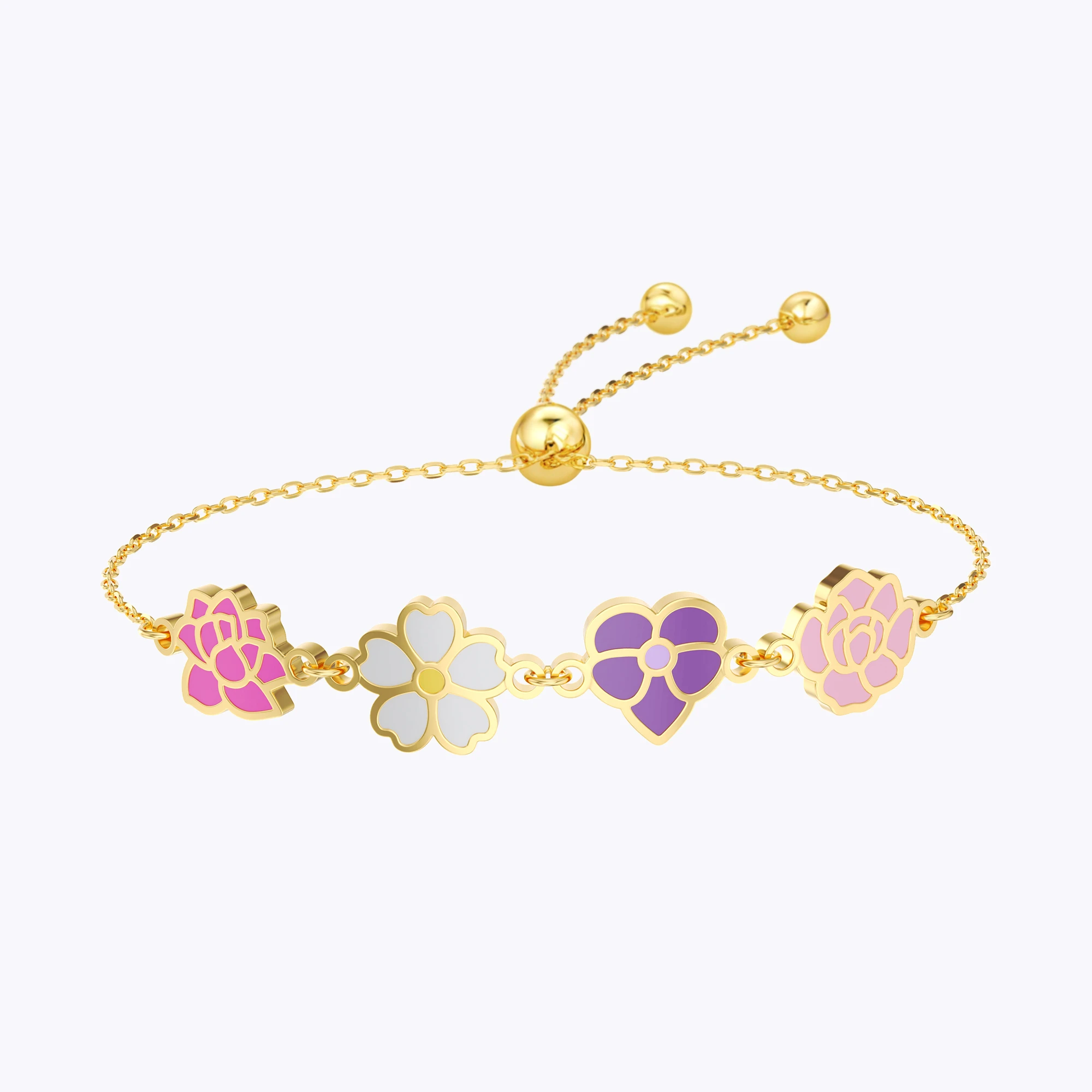 Custom 1-8 Colorful Birth Flower Bracelet